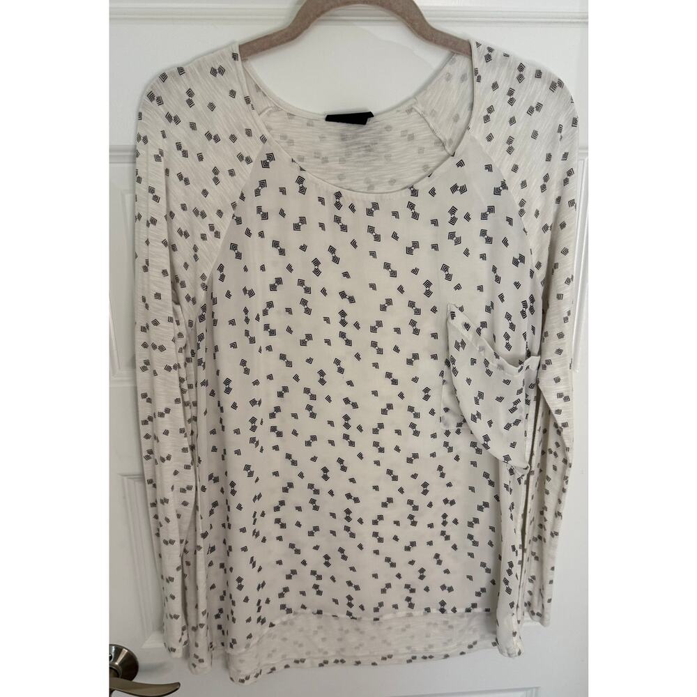 T-SHIRT Los Angeles Long Sleeve Geometric Print Blouse Made in USA Size M